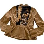 Via Penny Lane Reworked Apparel | Tupac Graphic Military Style Jacket Medium Tan Photo 0