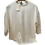 A New Day Women's White Long Sleeve Round Neck Eyelet Top - Size Small - NWT Photo 0