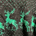 Vintage Christmas Sweater Ski Sweater Black Green Reindeer 70s 80s unisex Photo 3