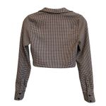 ZARA  Houndstooth Cropped Blazer Jacket Long‎ Sleeve Button Down Women's XS Photo 3