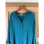 prAna Scheena Button Down Tunic Top Teal Blue Women’s size Medium Photo 3
