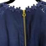 Draper James NWT Solid Maggie Lace Flower Trim Fit & Flare Dress Navy 6 Photo 6