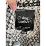 Simply Southern  Pullover Sherpa Fleece Gray Cream Textured Snap Neck Women's MED Photo 3
