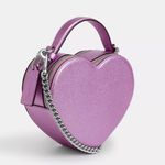 Coach Heart Crossbody Bag in Metalic Crossgrain Leather Lilac CP020 Photo 1