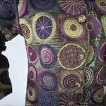 Winding River purple green gold Reversible Tapestry Boho Retro Swirl Bubble Coat Size M Photo 3