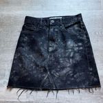 Proenza Schouler Tie Dye Black Denim 100% Cotton Mini Skirt Size 2 Frayed Hem Photo 0