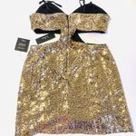 NWT Lulus Luxe Gold Sequin Cutout Bodycon Mini Dress. Size L Photo 2