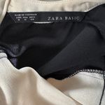 ZARA Cream Black Pleated Long Sleeve Contrast Dress Size M (Runs Small) Photo 7