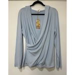 OGL Surplice Ruched Pullover Hoodie Baby Blue Size 2XL NWT Wrap Top Work Office Photo 1