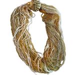 Clam Shell Vintage Multi Strand Seed Bead Necklace Gold & White Photo 0