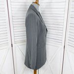 Vintage Moda International Pinstripe Long Blazer Jacket Grey Pink 4 Gray Photo 2