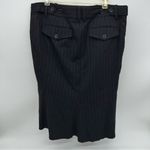 BCBGMAXAZRIA Navy Pinstriped Pencil Skirt w/Back Kick Pleat-Size 6 Photo 4