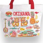 Whereto Okinawa Tote Bag Red Yellow Asian Japanese Dragon Temple Ramen Reusable Red Photo 1