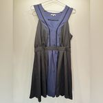 Blue & Black Colorblock Ladder Lace Inlays V Neck Sleeveless Dress Lace & Mesh Size L Photo 4