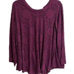 Susan Graver Burnout Jacquard Knit Top Vintage Wine 1X Petite Whimsygoth Romance Photo 0