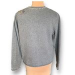 Vintage Gray Bright Cherry Red Cardinal Embroidered Zip Cardigan Sweater Large Photo 4