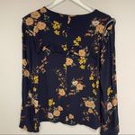 Sanctuary  Floral Print Navy Blouse Long Sleeve Business Casual Office Size Small Photo 6