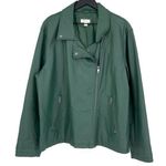 Style & Co Faux Leather Moto Jacket Hunter Green XXL Photo 0