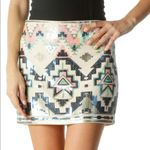 EXPRESS  Aztec Sequin Embellished Mini Skirt Photo 0