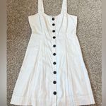 Madewell Button Front Tank Dress White Linen Blend Size 8 Photo 3