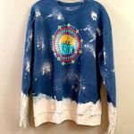Southern Bliss Hippie Vibin’ Bleach Wash Bright Blue/Pink Sweatshirt Blue Size L Photo 0