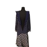 Maggy London Navy White Polka Dot Midi Dress Size 16 NWT High Neck Long Sleeve Blue Photo 4
