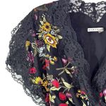 Alice + Olivia Adele Floral Wrap Midi Dress with Lace Trim Black Size 2 Photo 5