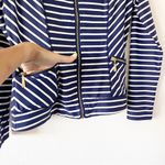Cabana Life Stripe Long Sleeve Zipper Swim Top in Blue White Photo 5