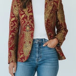VTG ELLC Luxurious Red and Gold Patterned Blazer size XL Photo 0