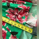 ZARA Green Floral Print V-Neck Dress Size M Short Sleeve Belt Tiered Hi-Low Hem Photo 11