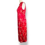Vintage 90s All That Jazz Red Floral Brocade Cheongsam Maxi Dress Elegant Asian Photo 4