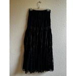 Vtg 90’s Judy Knapp Blk Crushed Velvet Lace Prairie Boho Cottage Maxi Skirt USA Black Photo 4