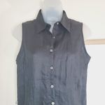 Buttons Casual Corner Black Sleeveless Linen Button Down Collared Dress  Size 6 Photo 2