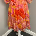 Liu Jo Pink Orange Floral Ruffle Mini Dress Silk Feminine Flowy Beach Resortwear Size 2 Photo 2
