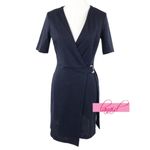 Topshop Belted Wrap Mini Dress Navy V-Neck Surplice Criss-Cross Crisscross Belt Photo 4