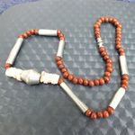 Choker Fashion Necklace With Beads, Shells and Spacers, 16" Long, Southwestern White Photo 2