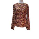 Primark Multi-Color Long Sleeve Round Neck Ruched Side Keyhole Back Blouse 10 Photo 1