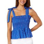 Lilly Pulitzer RIVERA SMOCKED TIE STRAP BLUE PINK TOP XL Photo 0