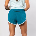 rabbit Women's Gray Light Blue Trim Elastic Waist Repeats 4" Athleisure Short Photo 9