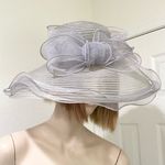 Vintage GIOVANNIO NY “Truly” Gray Wide Brim Dress Hat Derby Fascinator Hat Photo 2