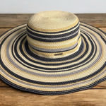 Nautica  Women's Wide Brim‎ Sun White Hat Blue  Tan Stripes OS Beach Cruise Photo 0