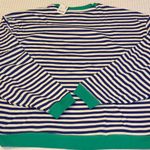 Free People NEW! Classic Striped Oversized Crewneck M Blue Green Sweatshirt Photo 9