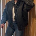 st. john's bay Vtg St. John bay leather Black bomber zip up Jacket oversized large utility Photo 0