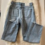 ZARA Light Wash Raw Hem High Rise Jeans Photo 5