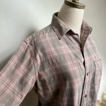 Current/Elliott Current Elliott The Prep School Shirt Pink Tinsel Plaid Frayed Size small Photo 6