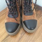 Chelsea and Violet C&V Suede Leather Platform Hiking Boot Bootie Lug Sole‎ Brown Cap Toe Size 6 New Photo 3