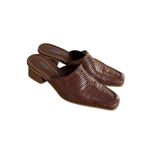 90'S Y2K VTG. BROWN LEATHER NICOLE WOVEN MULES HEELS SZ. 8 1/2 Photo 2