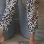 Bebe  Jumpsuit Leopard Animal Print Blouson Ankle Length S Dual Leg Cuff Party Photo 13