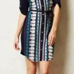 Anthropologie  Tiny Nadia Shirt Dress Button Embroidered Navy Blue Teal‎ Size XS Photo 0