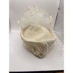 Vintage Church Hat White And Gold Brim Fancy Bow‎ Kentucky Derby Photo 2